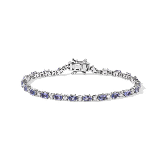 D'Joy Tansanit, Moissanit Armband ca. 18 cm 925 Silber Rhodiniert ca. 5,95 ct.