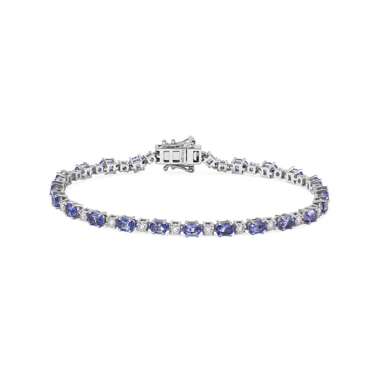 D'Joy Tansanit, Moissanit Armband ca. 18 cm 925 Silber Rhodiniert ca. 5,95 ct.