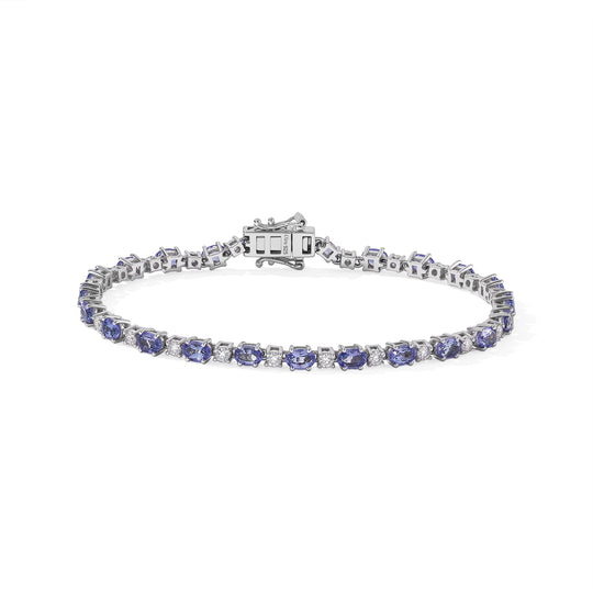 D'Joy Tansanit, Moissanit Armband ca. 18 cm 925 Silber Rhodiniert ca. 5,95 ct.