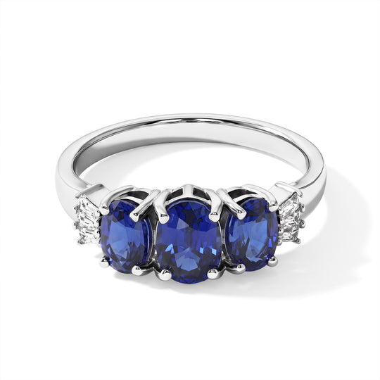 Lab Grown Ceylon-Blau-Saphir Ring 925 Silber Rhodiniert (Größe 21.00) ca. 2.65 ct