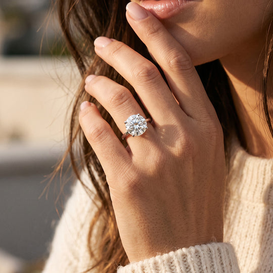 D'Joy GRA zertifiziert Moissanit Ring 925 Silber Rhodiniert (Größe 17.00) ca. 6.00 ct