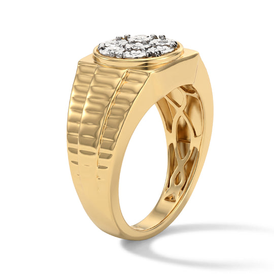 D'Joy Weißer Diamant Ring 925 Silber 750 Gelbgold vermeil (Größe 17.00) ca. 0,03 ct