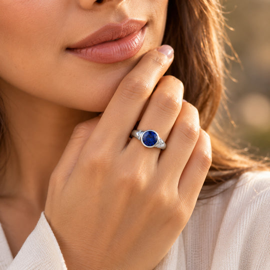 Laborgezüchteter Ceylon-Blau-Saphir, Lab Grown Diamant Ring 925 Silber Rhodiniert (Größe 21.00) ca. 2,85 ct