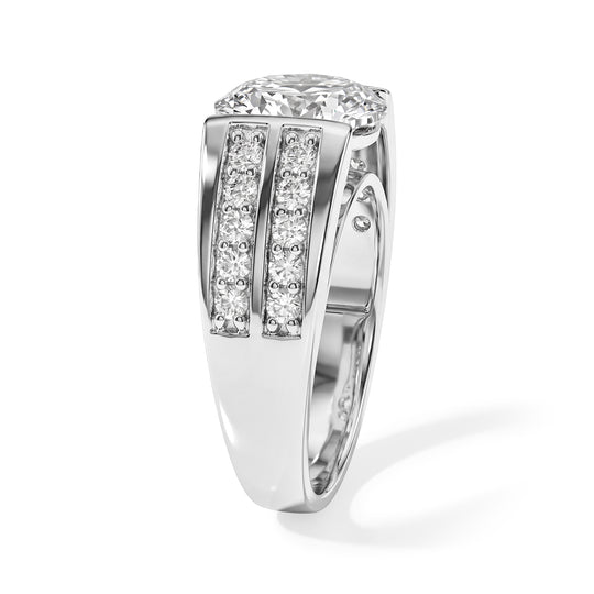 D'Joy GRA zertifiziert Moissanit Ring 925 Silber Rhodiniert (Größe 17.00) ca. 4.06 ct