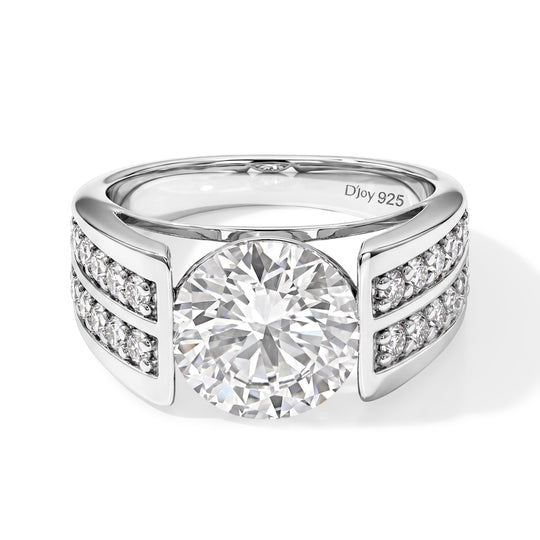 D'Joy GRA zertifiziert Moissanit Ring 925 Silber Rhodiniert (Größe 17.00) ca. 4.06 ct