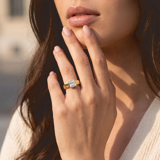 LUXURIANT DIAMOND - Lab Grown Diamant SI-GH Ring 925 Silber 750 Gelbgold vermeil (Größe 18.00) ca. 1,00 ct
