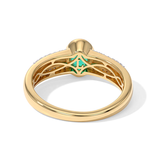 LUXURIANT DIAMOND - AAA Lab Grown Kolumbianischer Smaragd, Lab Grown Diamant Ring 925 Silber 750 Gelbgold vermeil (Größe 17.00) ca. 0,94 ct