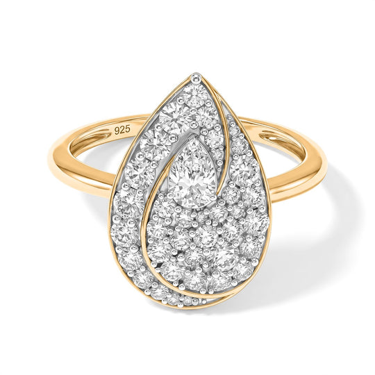 LUXURIANT DIAMOND - Lab Grown Diamant SI-GH Ring 925 Silber 750 Gelbgold vermeil (Größe 16.00) ca. 1,50 ct