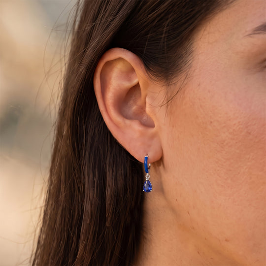 Lab Grown Ceylon-Blau-Saphir Ohrringe 925 Silber Rhodiniert ca. 0,95 ct.