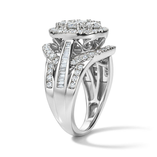 LUXURIANT DIAMOND - Lab Grown Diamant SGL zertifiziert SI-GH Ring 925 Silber Rhodiniert (Größe 21.00) ca. 2.00 ct