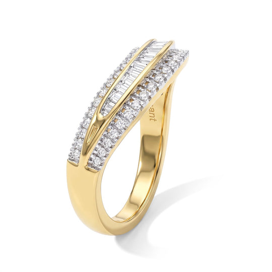 LUXURIANT DIAMOND - Lab Grown Diamant SI-GH Ring 925 Silber 750 Gelbgold vermeil (Größe 17.00) ca. 0,50 ct
