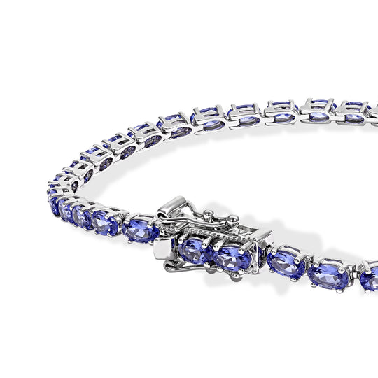 D'Joy Tansanit Armband ca. 20 cm 925 Silber Rhodiniert ca. 9,12 ct.