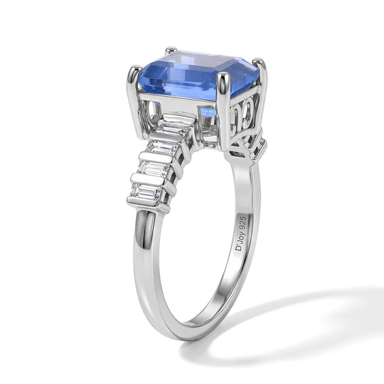 D'Joy Farbwechsel Fluorit, Moissanit Ring 925 Silber Rhodiniert (Größe 18.00) ca. 4,38 ct
