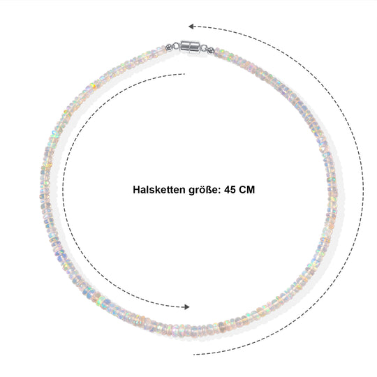 D'Joy AA Natürlicher, äthiopischer Welo Opal Halskette ca. 45 cm 925 Silber Rhodiniert ca. 65.00 ct
