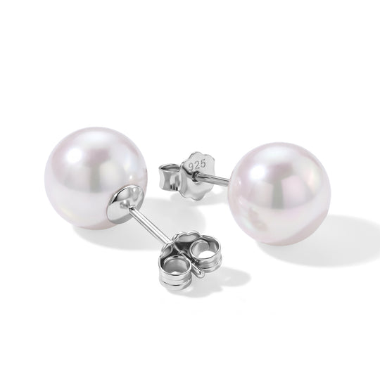 D'Joy AAA Zhuji (8.5-9.5 mm) Akoya-Perle Ohrringe 925 Silber Vergoldet