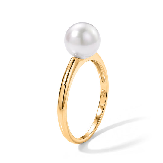 D'Joy AAA Zhu Ji Akoya-Perle Ring 925 Silber Vergoldet (Größe 17.00)