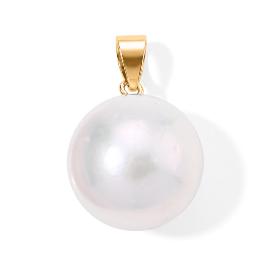 D'Joy Weiße Edison Perle (14-15 mm) Anhänger 925 Silber Vergoldet