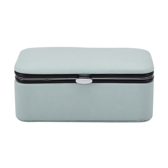PU-Schmuck-Organizer mit Legierungsrand und Samtfutter, 12x7,5x5 cm, Blau