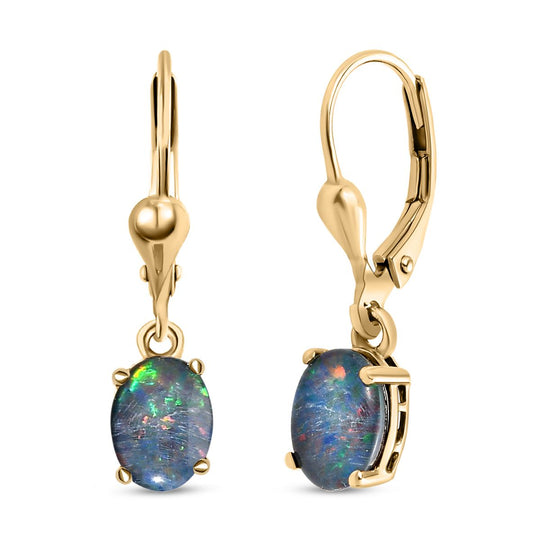 AAA Boulder Opal Triplette Ohrringe 925 Silber Platiniert ca. 1.87 ct