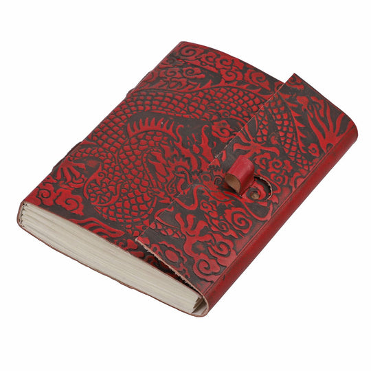 Handgefertigtes Journal mit Drachenprägung aus 100% echtem Leder mit Holzstift, Braun