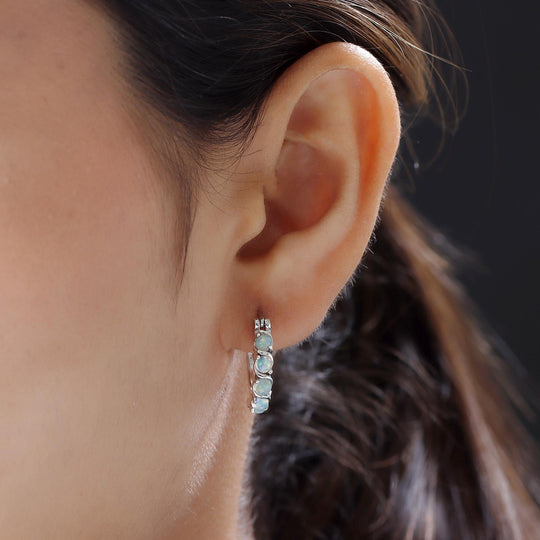 Natürliche, äthiopische Opal Ohrringe, 925 Silber platiniert ca. 0.93 ct