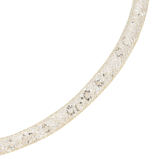 Weiße Kristall-Halskette, ca. 48 cm, goldfarben