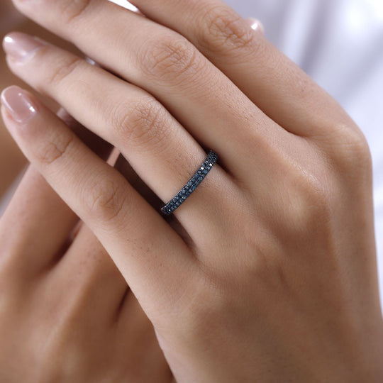 Blauer Diamant-Ring, 925 Silber platiniert ca. 0.25 ct