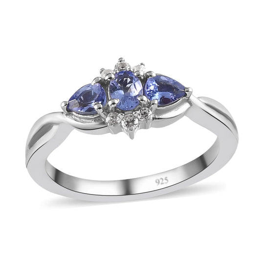 AA Tansanit-Ring, 925 Silber platiniert ca. 0,58 ct