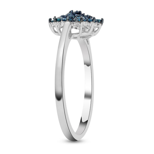 Blauer Diamant-Ring, 925 Silber platiniert (Größe 21.00) ca. 0.50 ct