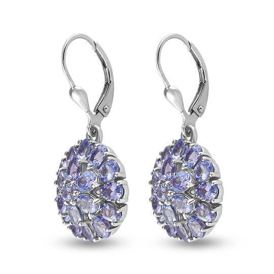 Tansanit-Ohrringe, 925 Silber platiniert ca. 6,64 ct