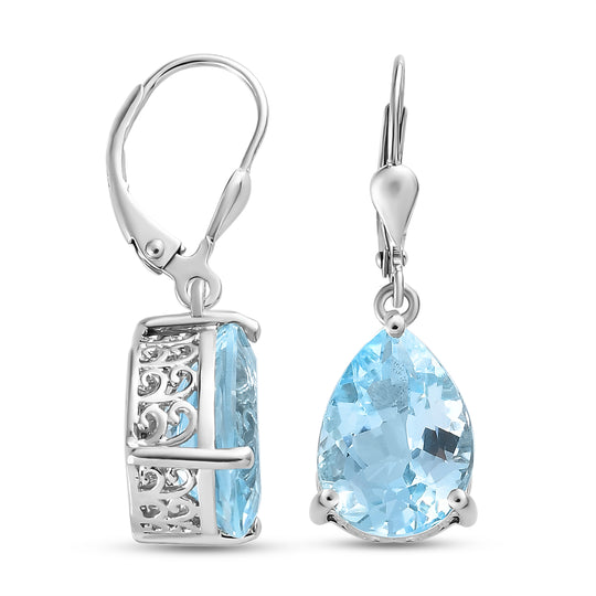 Himmelblaue Topas-Ohrringe, 925 Silber platiniert ca. 12,18 ct