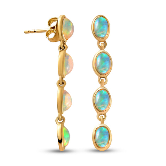 Natürliche, äthiopische Opal-Ohrringe, 925 Silber vergoldet ca. 2.62 ct