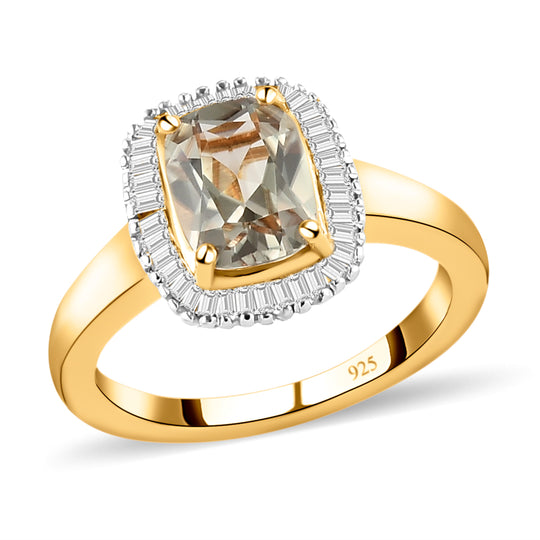AAA Turkizit und Diamant-Ring, 925 Silber Gelbgold Vermeil (Größe 19.00) ca. 1.72 ct