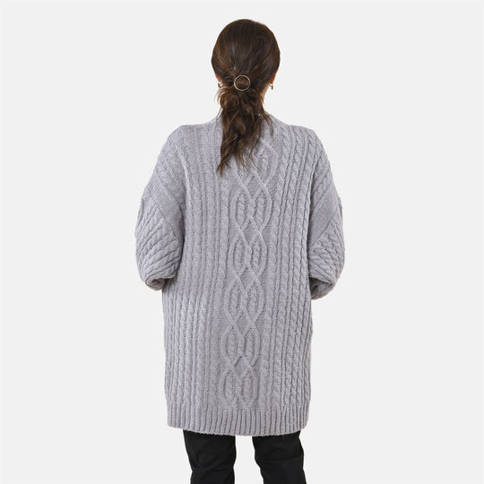 Lange Strickjacke mit Schlaufe, 87x44x60cm, grau