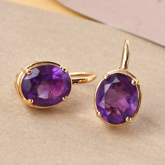 Afrikanische Amethyst-Ohrringe, 925 Silber vergoldet ca. 6,18 ct