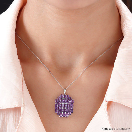 Afrikanischer Amethyst und weißer Zirkon-Anhänger, 925 Silber platiniert ca. 6,44 ct