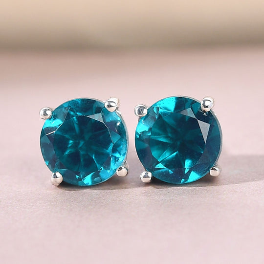 Capri-Blau Triplett Quarz-Ohrringe, 925 Silber platiniert ca. 2,77 ct