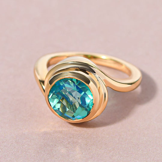 Pfau Triplette Quarz-Ring, 925 Silber vergoldet ca. 2.95 ct