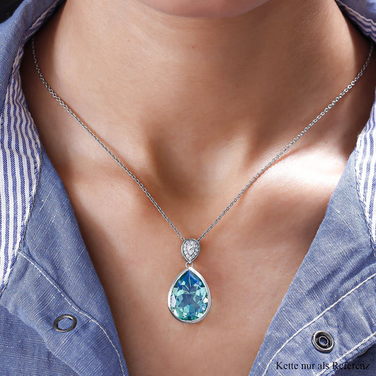 Pfau Triplette Quarz und weißer Zirkon-Anhänger, 925 Silber platiniert ca. 14.80 ct