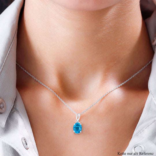 Capri-Blau Triplett Quarz-Anhänger, 925 Silber ca. 1,89 ct