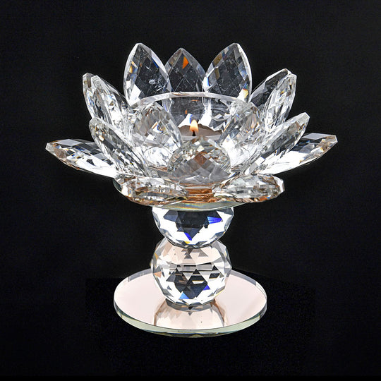 The 5th Season - Lotus-Design-Kristall-Kerzenhalter, Champagner, 7.5x13cm