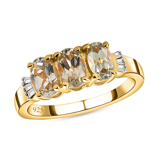 AAA Turkizit und weißer Diamant-Ring, 925 Silber Gelbgold Vermeil (Größe 21.00) ca. 1.59 ct