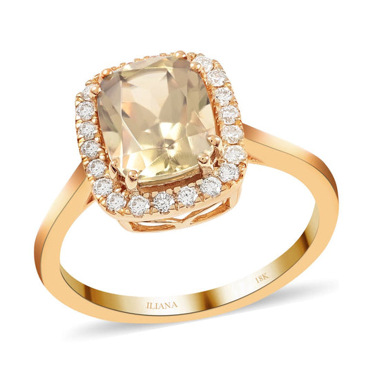 ILIANA AAA Turkizit (Diaspore) und Diamant-Ring, SI G-H, 750 Gelbgold (Größe 17.00) ca. 2.65 ct
