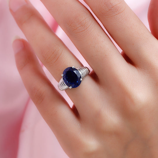 Ceylon Farbe Quarz-Ring, 925 Silber platiniert ca. 5.01 ct