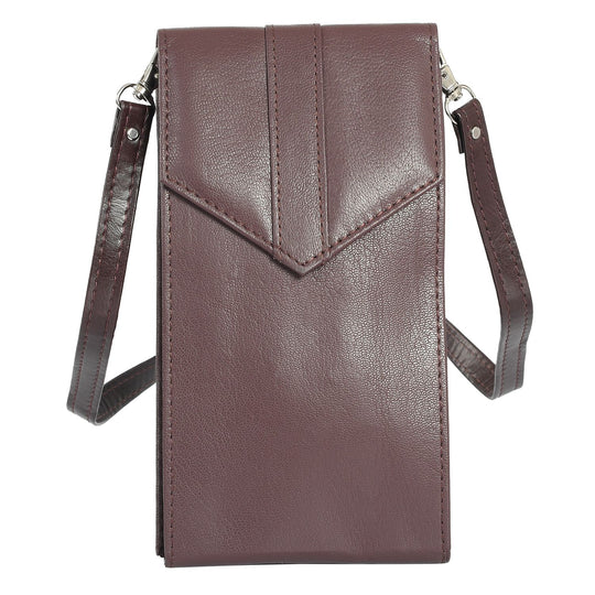 100% echte Leder Crossbody Handy-Brieftasche mit RFID Schutz, Blau