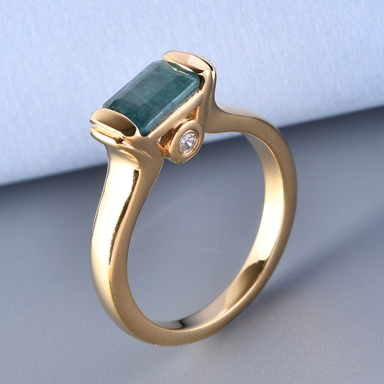 Grandidierit und Zirkon Solitär Ring 925 Silber vergoldet (Größe 16.00) ca. 1,09 ct
