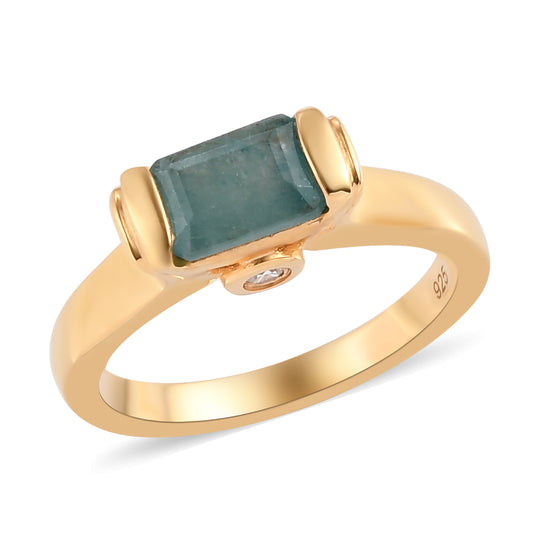 Grandidierit und Zirkon Solitär Ring 925 Silber vergoldet (Größe 16.00) ca. 1,09 ct