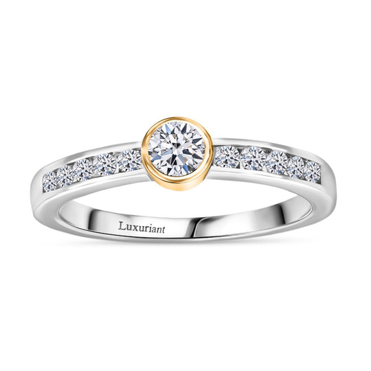 LUXURIANT DIAMOND- SI-GH Labor Diamant zweifarbiger Ring und Ohrringe