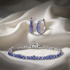 Tansanit und Zikron Armband und Ohrringe
