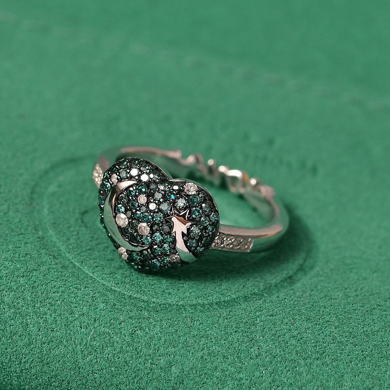 GP Amore Kollektion - Multi Diamant und Kanchanaburi blauer Saphir Ring und Anhänger mit 45cm Kette
